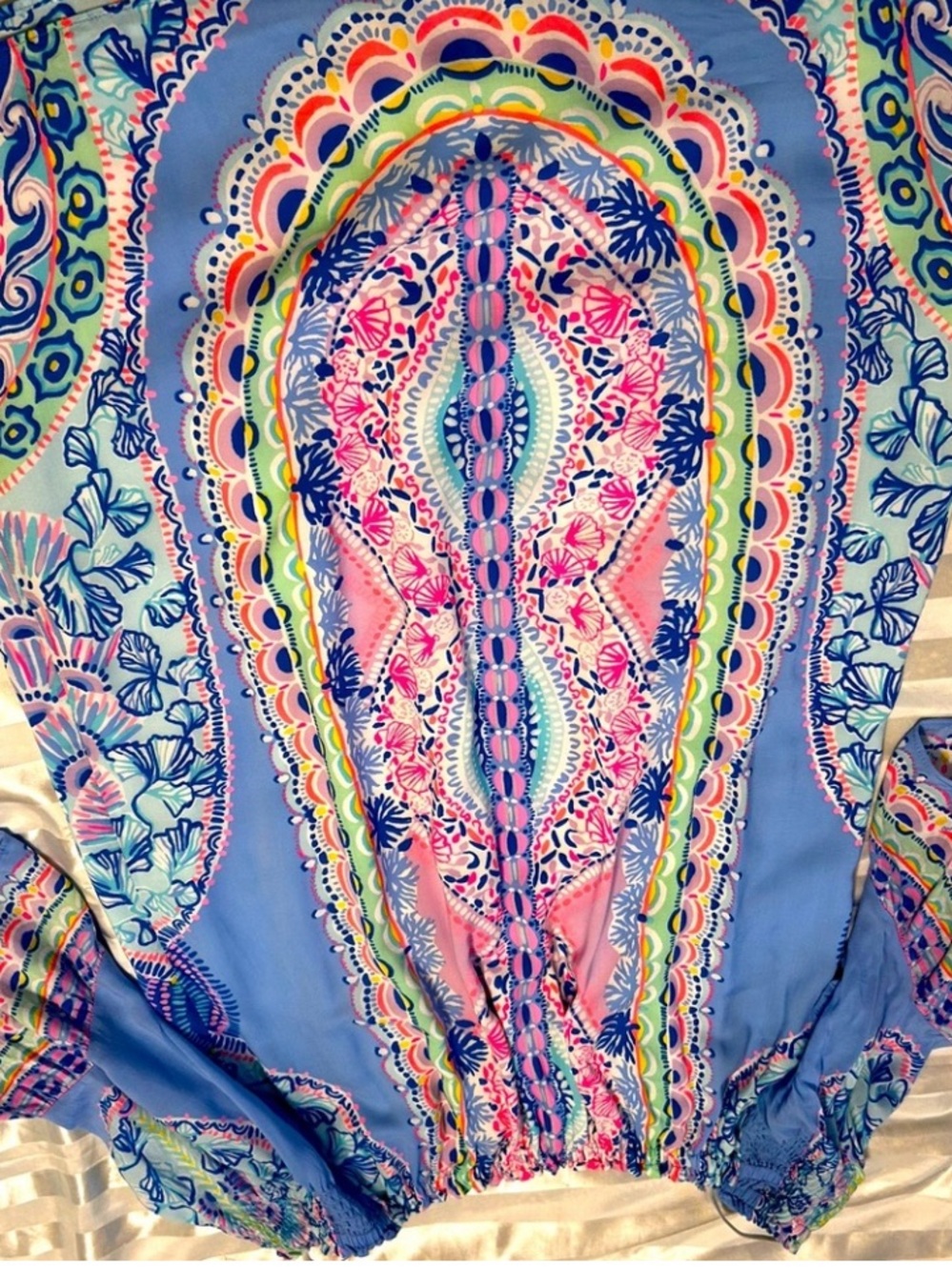 Lilly Pulitzer Blue & Pink Off-Shoulder Printed Tunic - Picture 4 of 5